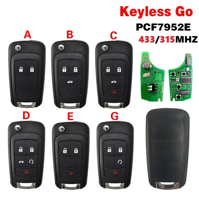 Keyless Go 2/3/4/5 Button 315/434MHz ID46 Chip Smart Remote Car Key For Malibu, Cruze, Aveo, Spark, Sail, Opel, Vauxhall 2