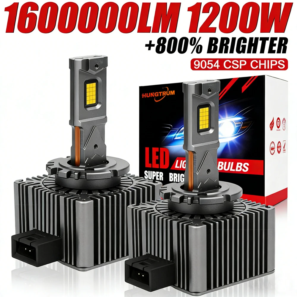 หลอดไฟหน้า LED D3S D1S Canbus 1:1 แทนหลอด HID D2S D4S D8S D1R D2R D3R D4R สำหรับรถยนต์ 1600000LM 1200W แบบเสียบใช้งานได้ทันที Turbo LED 1