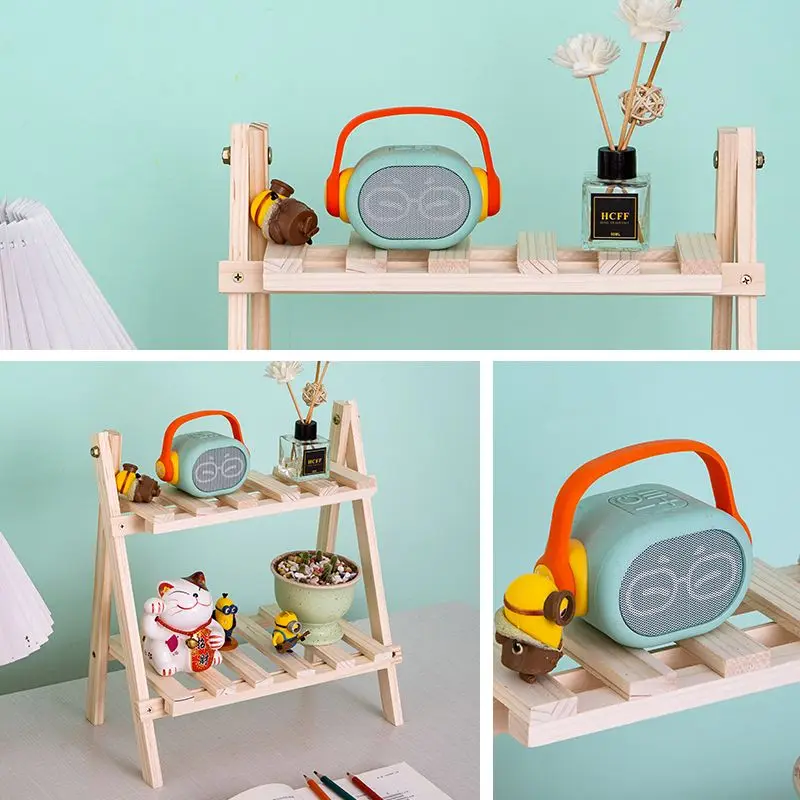Outdoor Plant Shelves Solid Wood Double-layer Storage Bedroom Decoration Plant Rack Flower Desk Storage and Organization Rack