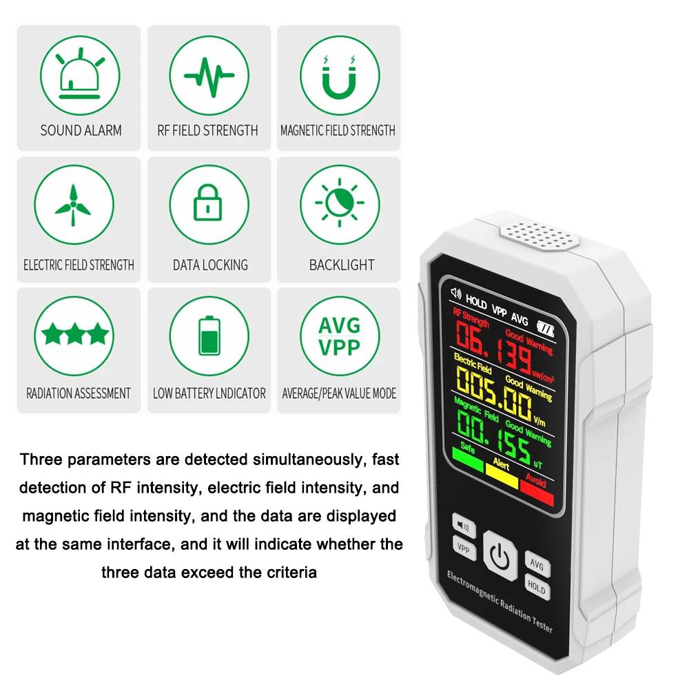 Electromagnetic Radiation Detector Electric Field Intensity Tester Magnetic-field Intensity Test Meter RF Strength Detection