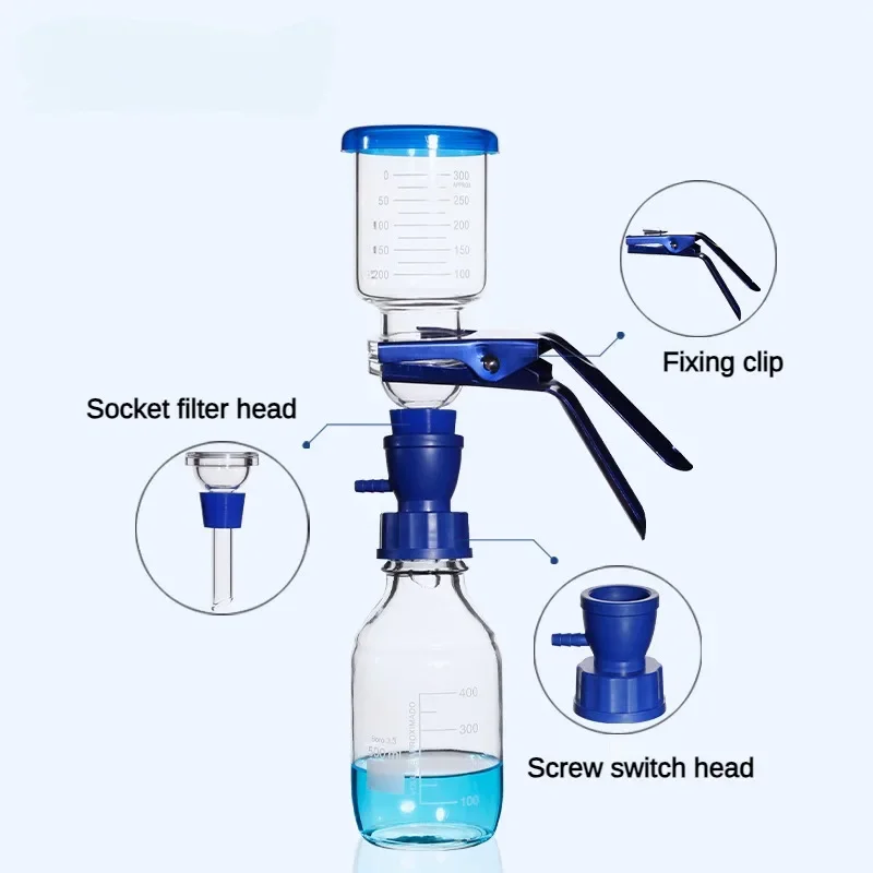 Laboratory Sand Core Suction Device Solvent Filter Unit GL45 Screw Adapter Glass Vacuum Filtration Apparatus 500/1000mL