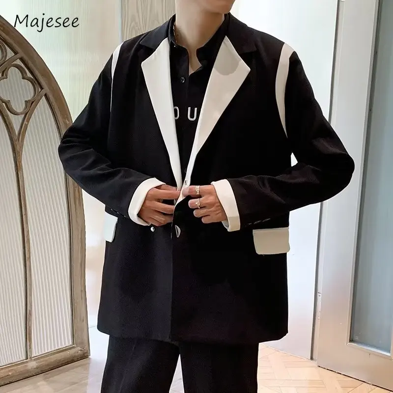 

Блейзеры мужские в стиле пэчворк, продвинутый элегантный пиджак молодого стиля в японском стиле, с английским воротником, Повседневная мода, весна-осень