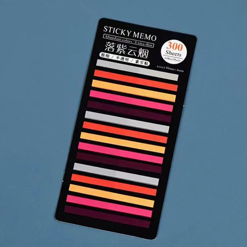 300Sheets Color Stickers Transparent Fluorescent Index Tabs Flags Sticky Note Page Bookmark School Office Supplies Stationery