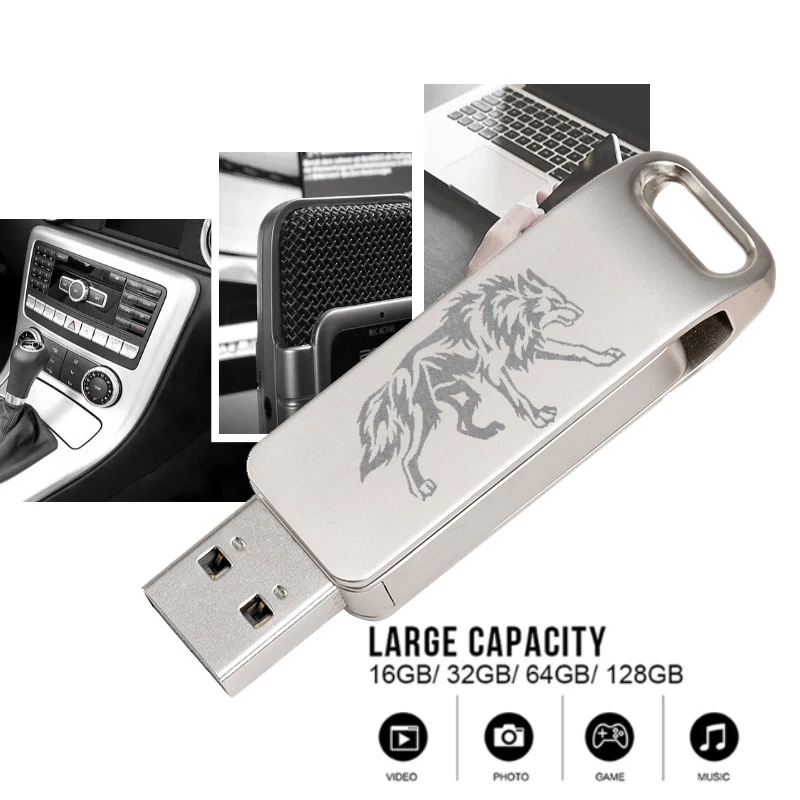 Silver Metal USB Flash Drives 64GB High Speed Pen Drive 32GB Real