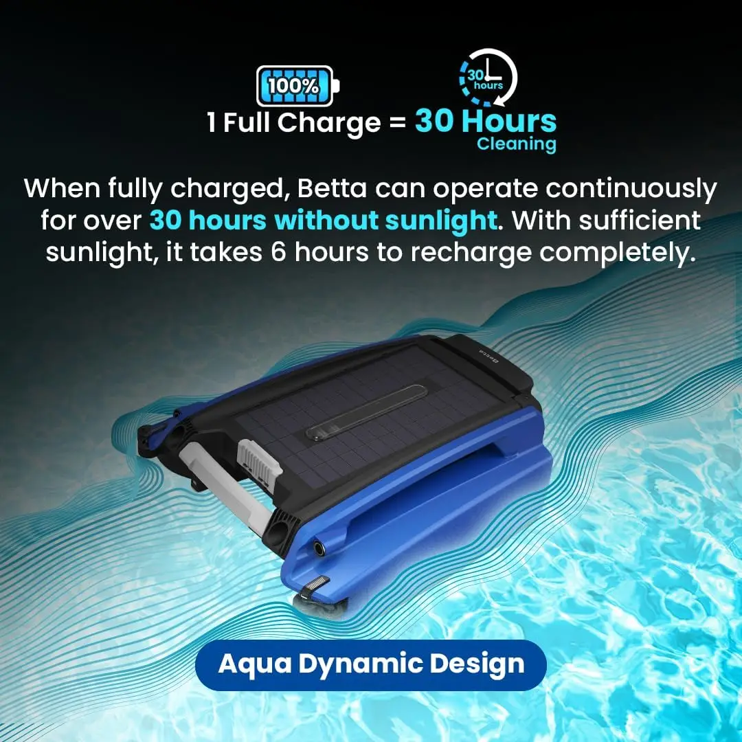 Solar Powered Automatic Robotic Pool Surface Skimmer Cleaner with 30-Hour Continuous Cleaning Battery Power and Re-