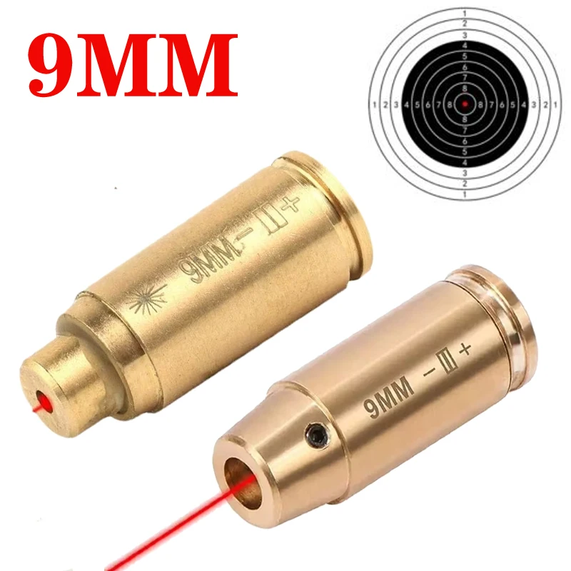 Brass CAL 9mm Red Laser Bore Sight Cartridge Bullet Shap Boresighter w/6 Battery