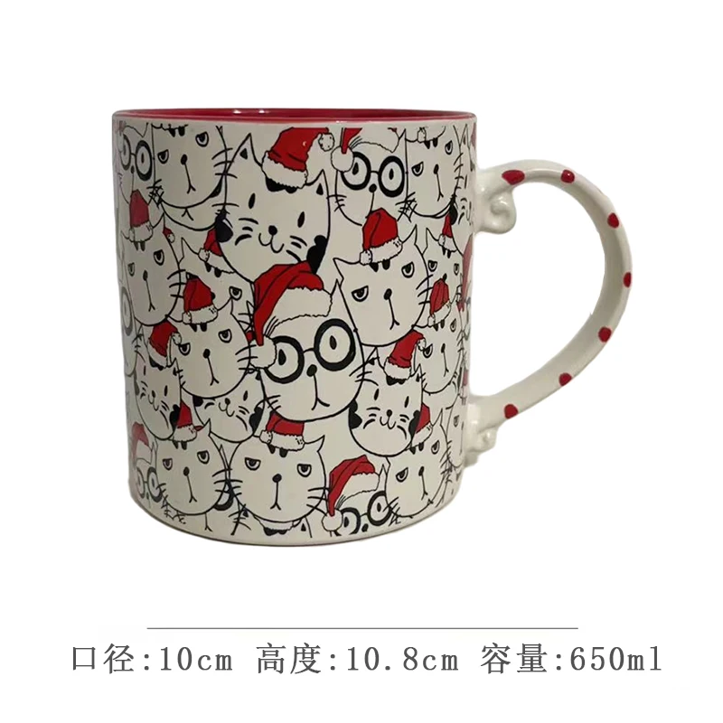 thumbnail image 1 of Taza de cerámica con capacidad de gato de cola larga de estilo coreano, creativa con cuchara, taza, taza de desayuno, taza de agua, taza de café, 1 of 5