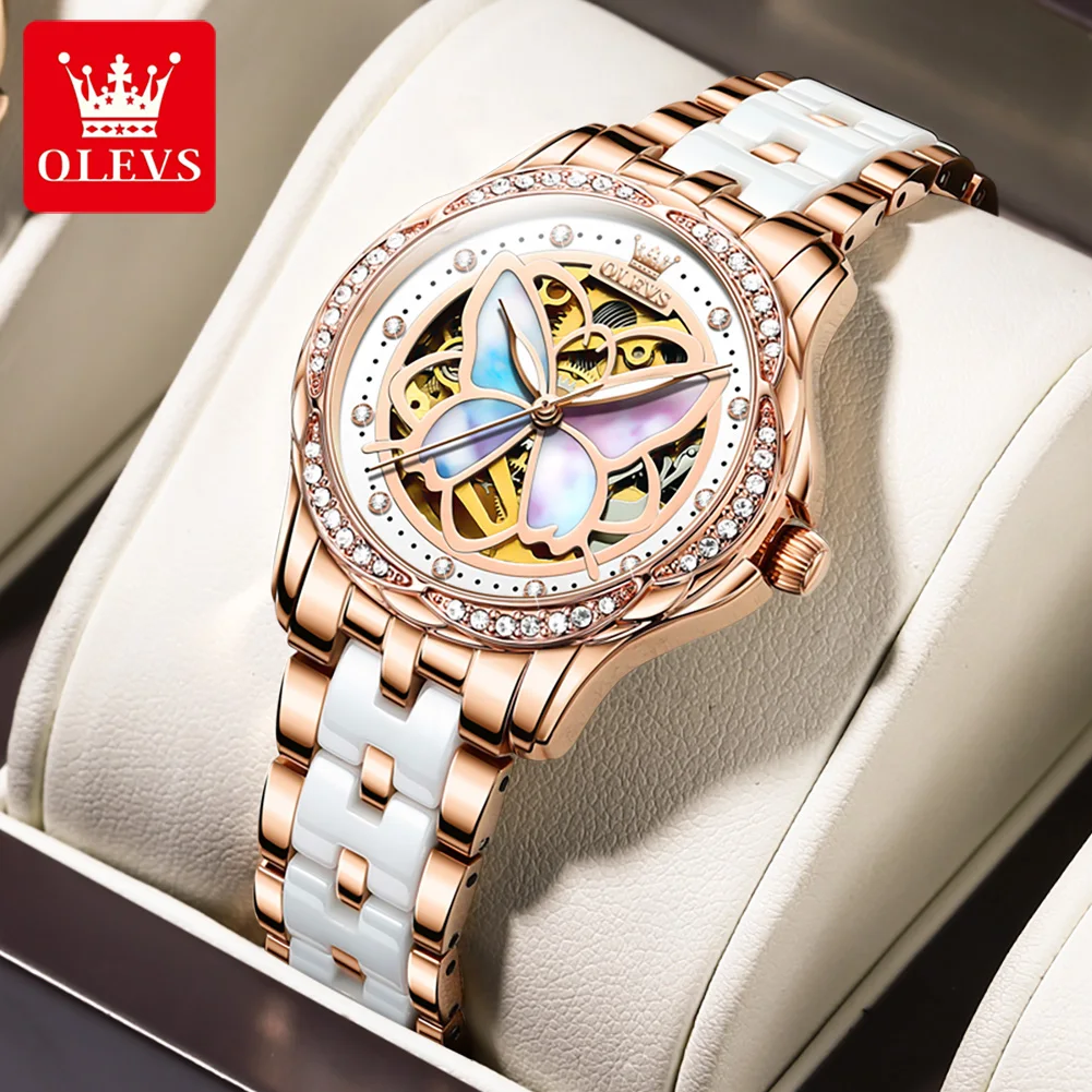 Top Original Automatic Mechanical Wrist Watch For Women Luxury Elegant Diamond Hollow Colorful Butterfly Ladies Watch_voghion.com