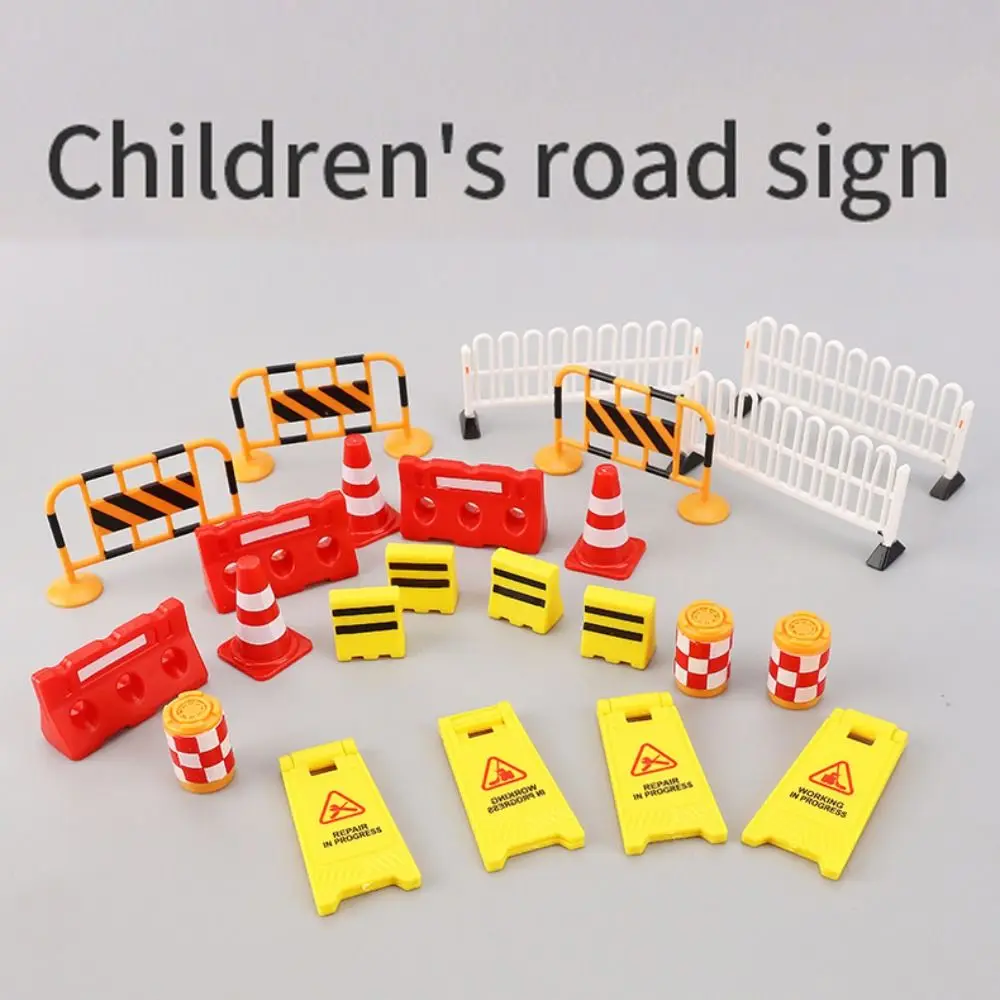 

Gift Early Teaching Parking Crossbar Kids Cognition Road Signs Mini Traffic Cones Road Block Fences Street Scene Model
