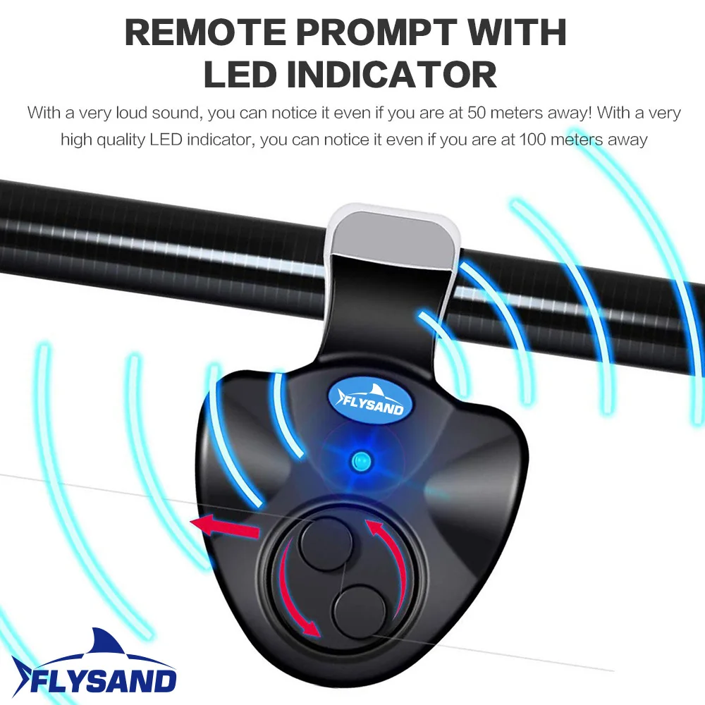 FLYSAND תאורת LED דיג אזעקה ניידת לדיג קרפ התראת קו דיג גיר התראת אינדיקטור באפר דיג מקל התראת רעש