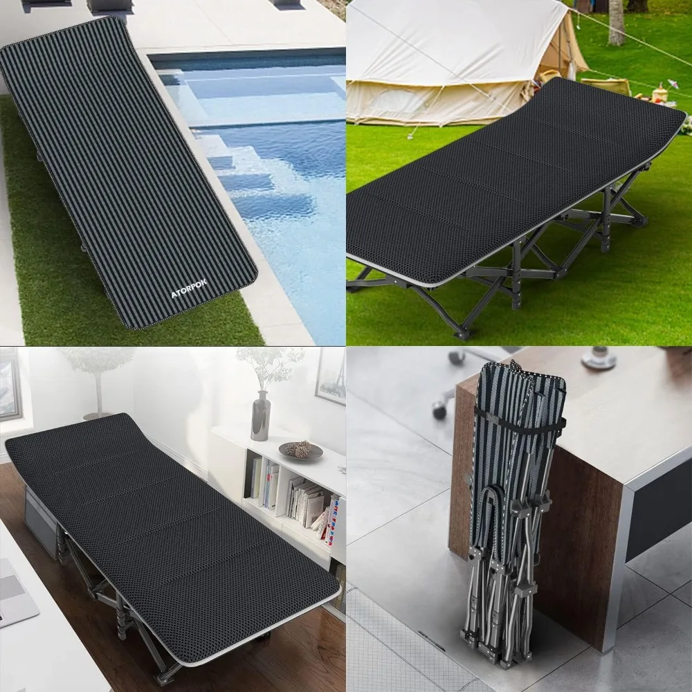 

Camping Cot for Adults with Cushion Comfortable, Tent Folding Cot for Sleeping, Lightweight Folding Bed with Carry Bag for Kids