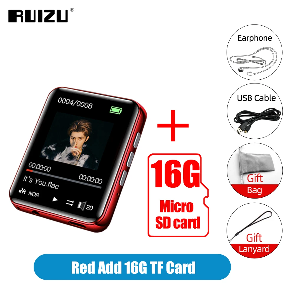 mp3 player online RUIZU A02 M4 Full Touch Screen Bluetooth 4.0 MP3 Player Portable Music Player with Speaker FM EBook Video Recorder Pedometer pink mp3 player MP3 Players