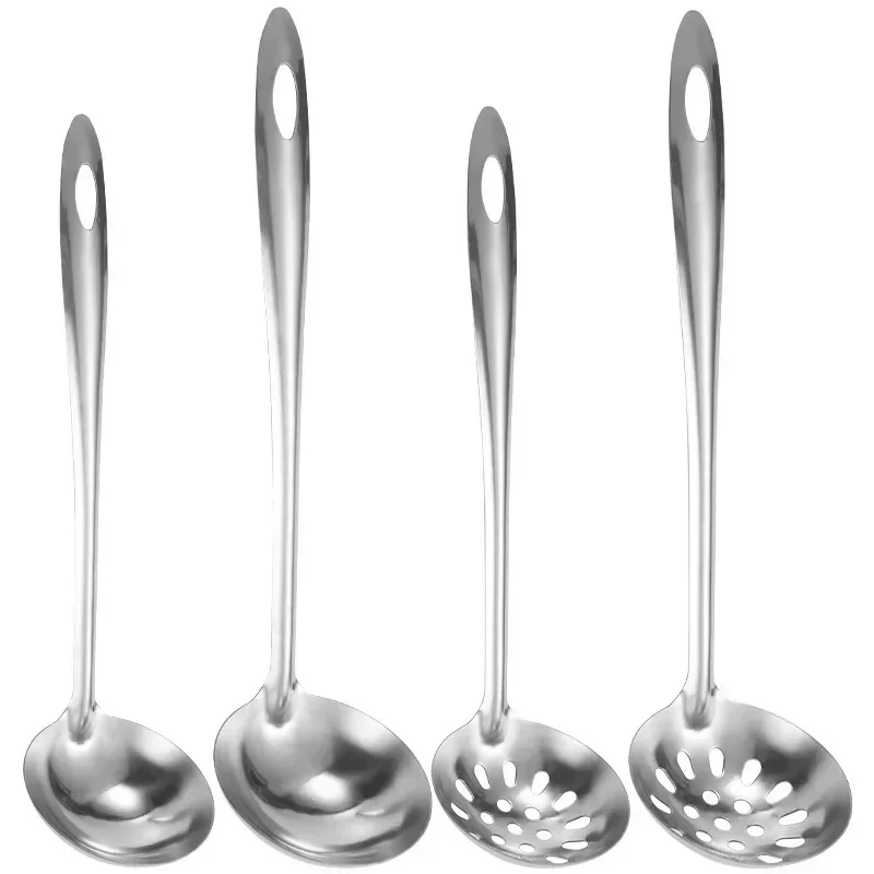Stainless Steel Long Handle Spoon Colander Hot Pot Ramen Soup Ladle Korean Noodles Scoop Kitchen Tableware Cooking Utensils