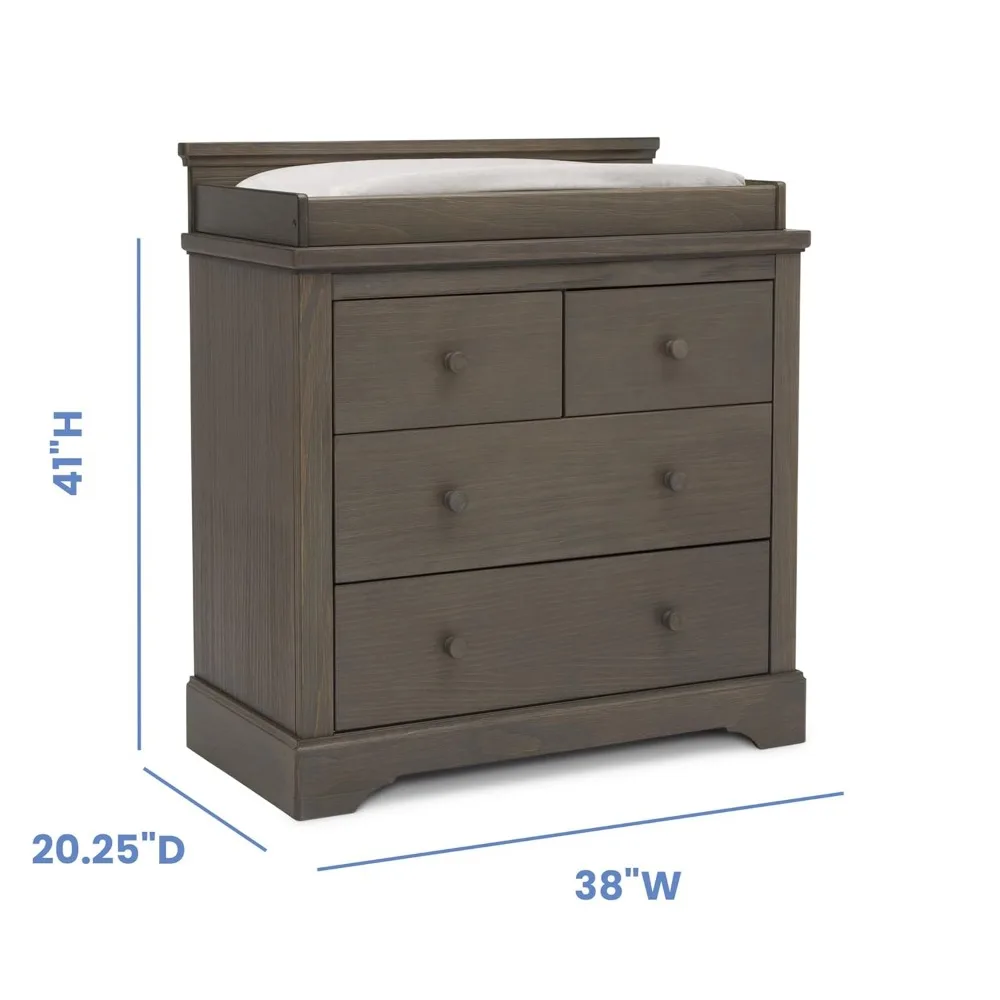 Simmons Kids Paloma 4 Drawer Dresser with Changing Top and Interlocking Drawers - Greenguard Gold Certified, Rustic Grey 3