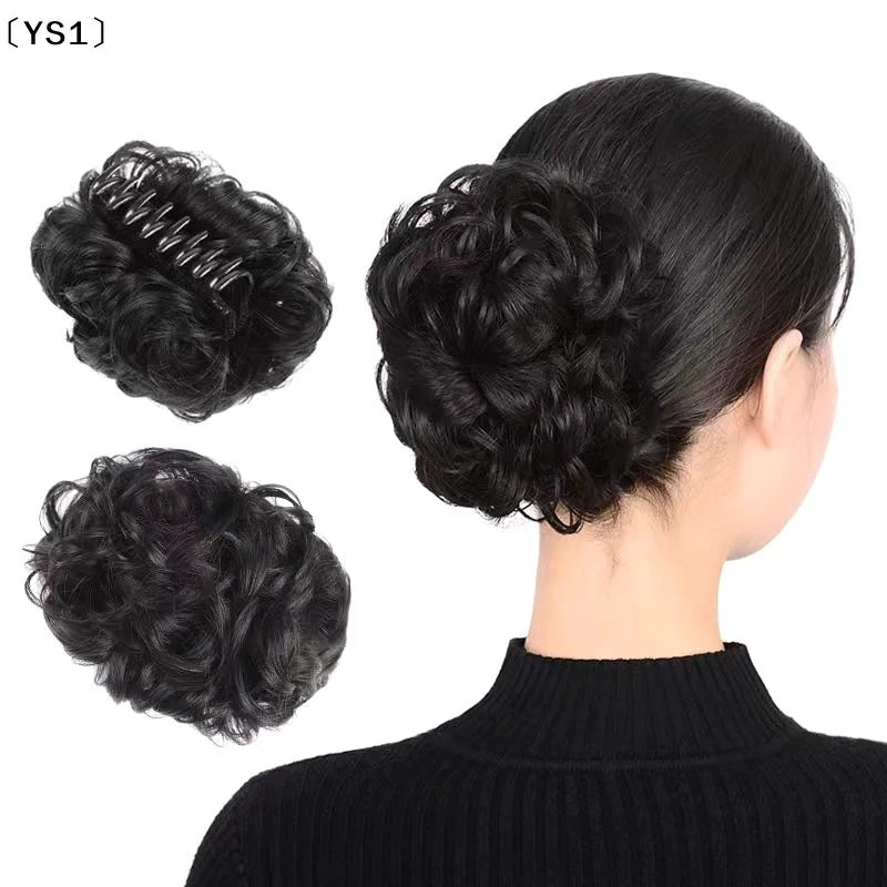 〔YS1〕Chignon sintetico disordinato con clip a griffe, extension per capelli ondulati e ricci, elastico per capelli, accessori per chignon e coda di cavallo da donna - immagine 2