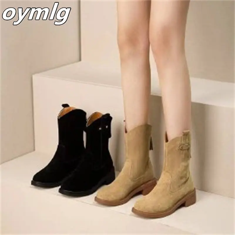 

Retro style knight short boots 2022 autumn new thick heel commuter boots western cowboy boots women's wholesale