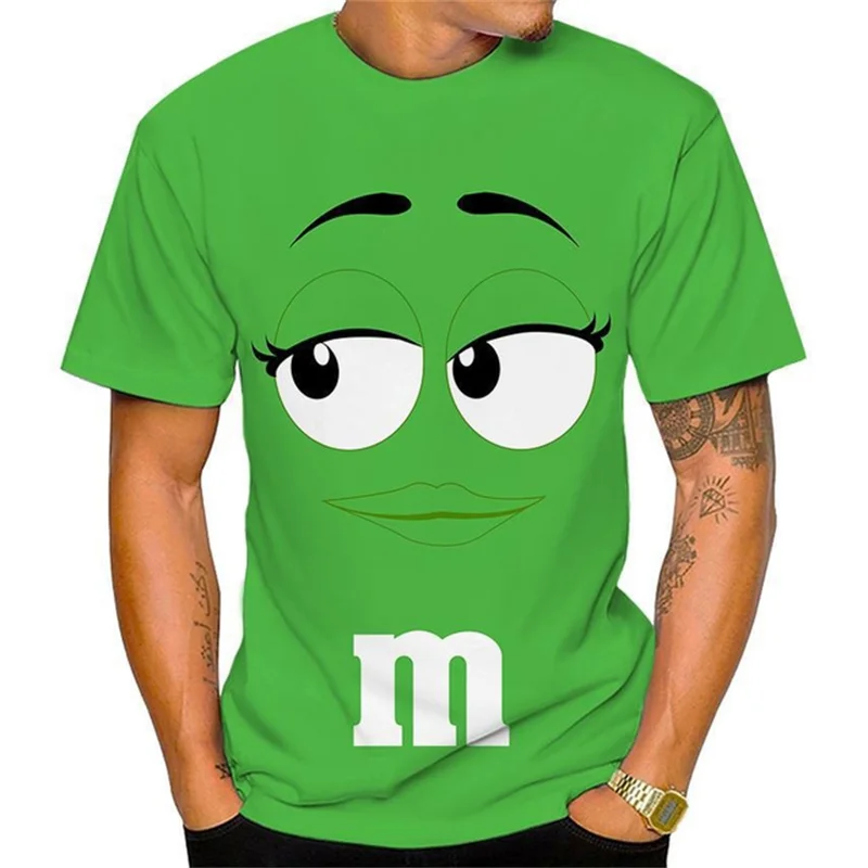 Camiseta divertida con estampado 3D de M & M\'s Chocolate Bean para hombre y mujer, camiseta informal de manga corta, Tops personalizados a la moda,