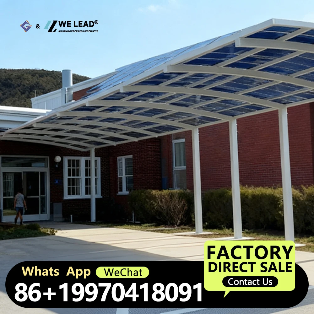 מחסה קשת פוליקרבונט גג מתכת עמיד למים לחניה בחוץ מגן רכב אלומיניום עם PVC