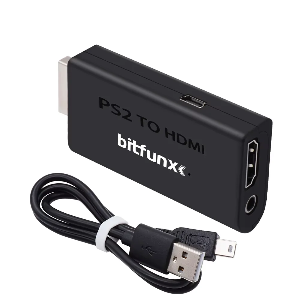 BitFunx HDMI-Audio- und Video-Adapter für PS2 zu HDMI-kompatibler Konverter für PS2-Spielekonsole 480i/480p/576i/576P/720P/1080i