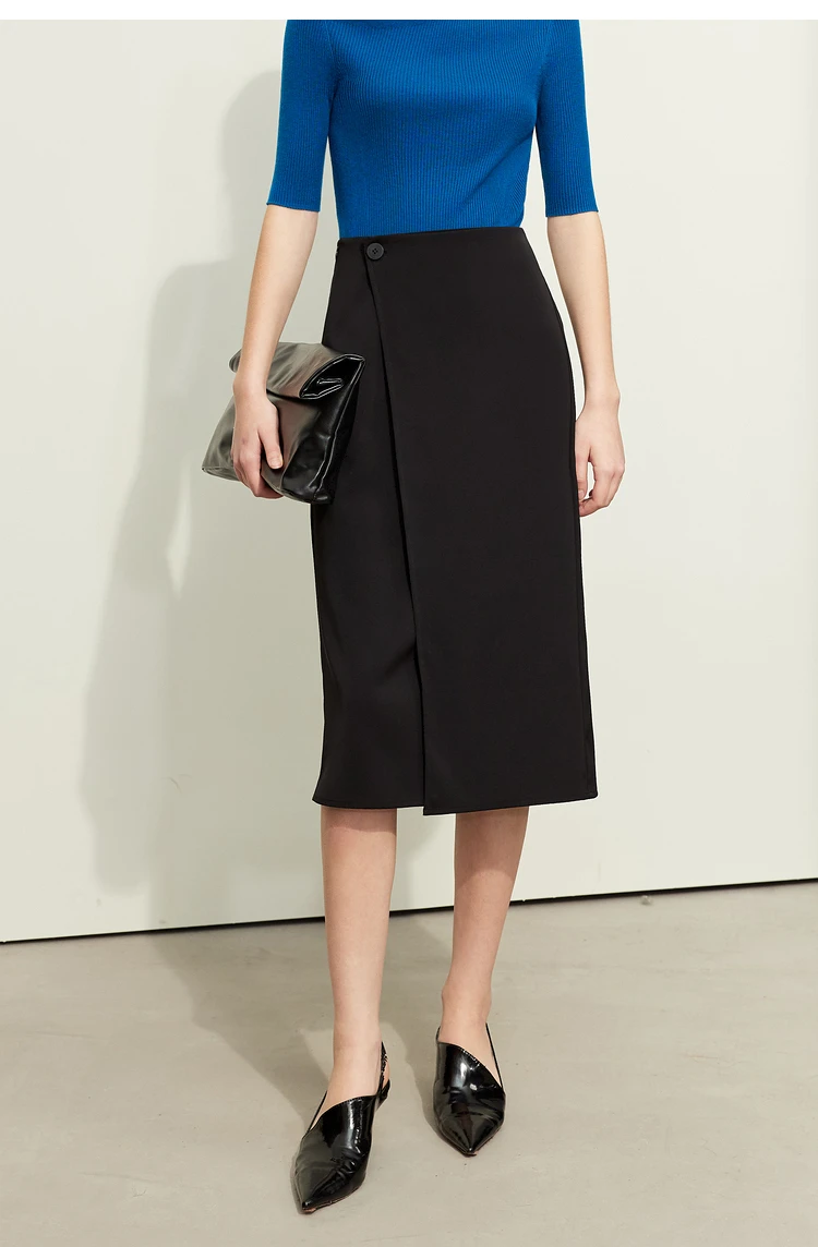 AMII Minimalism Women Skirts 2024 Spring New Asymmetric Lap