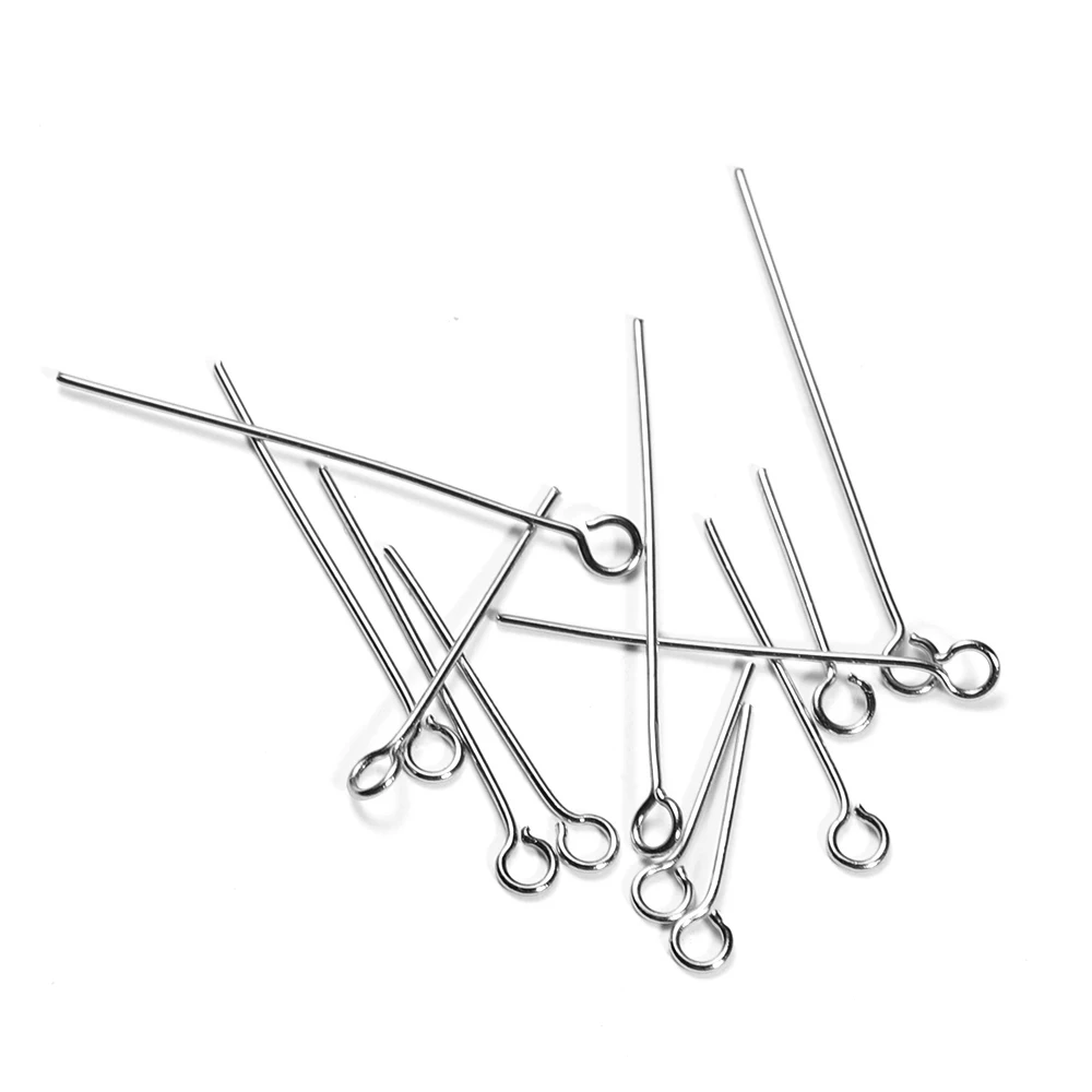 Eye Pins Hooks 0.6mm Stainless Steel 20/30mm 100Pcs For Handmade Crafts Jewelry Making