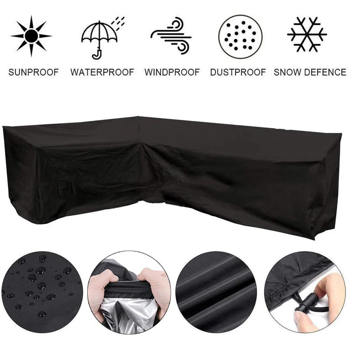 Waterproof Rattan Corner Furniture Cover 15 Size L Shape
