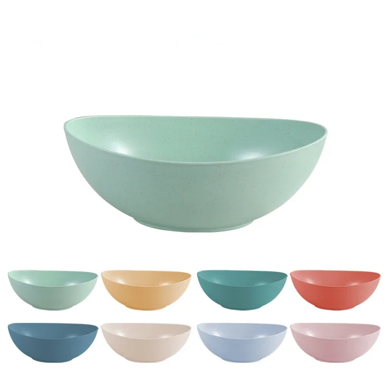 Eco-Friendly Wheat Straw Large Kitchen Bowl - Creative Microwave-Safe Dish for Fruit, Salad, and Vegetables