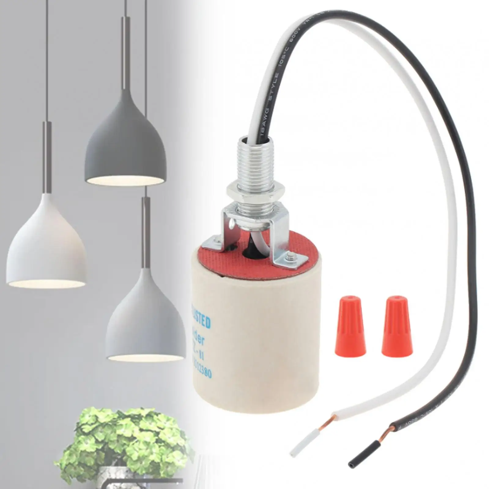 E26 Ceramic Light Socket High Temperature Resistance Porcelain Lamp Holder for Incandescent Lamp LED Light Bulbs Replacement