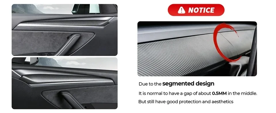 XVIP Tür-Seitenverkleidungsstreifen, Armaturenbrett-Abdeckung für Tesla Model 3Y 2021–2023, Auto-Front-Innenraum-Armaturenbrett, zentrale Steuerung, Zierleiste – Detail 5
