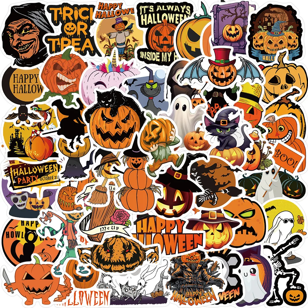 

Halloween Pumpkin Lamp Graffiti Stickers for Laptop Phone Helmet Fridge Stationery Guitar Waterproof Label Decals Sticker