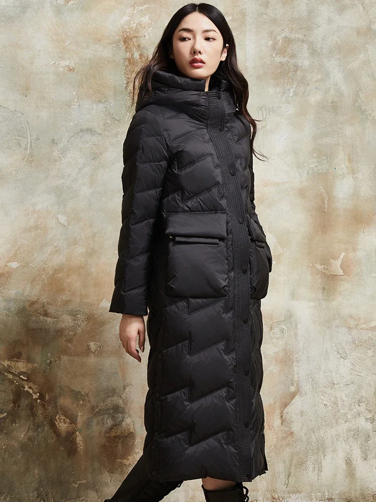 Down jacket for women 2023 new 90 white duck down, slimming and extra long, thickened and warm, extended winter jacket for women