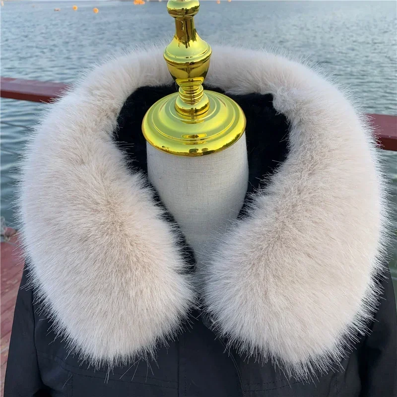 Soft Women Scarf Winter Faux Fox Fur Collar Furry Warm Thicken Men Parka Coat Hood Decor Fake Fur Shawl Luxury Scarves