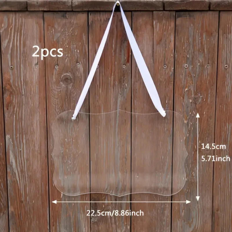 2PCS Clear Table Chair Sign DIY Wedding Pendant Acrylic Plate Transparent Wedding Hanging Sign for Home Party Decoration