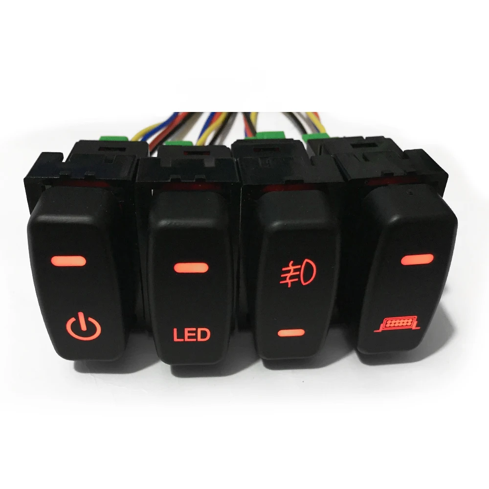 Car Red LED Key Switch Fog Light DRL Power Music Spotlight Button