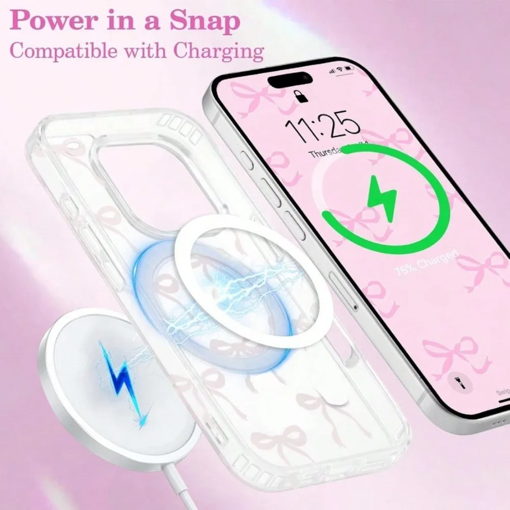 Clear Magnetic Heart Bow Case for iPhone thumbnail 5
