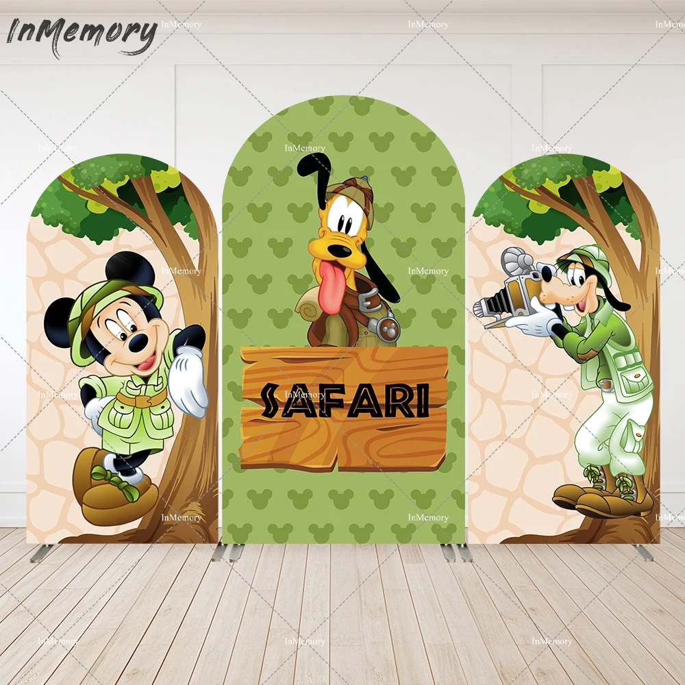 Mickey Safari Wild One Boy Birthday Arch Backrop Cover Minnie Mouse Baby Shower Arched Wall Banner Fotografia Sfondo