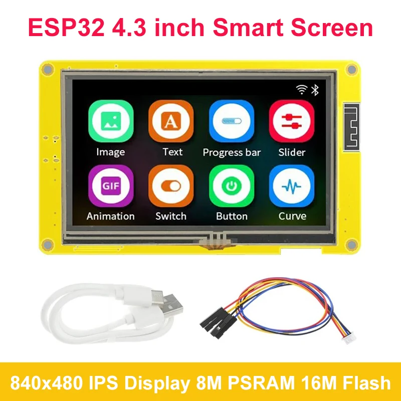 

ESP32 4,3 дюймовый IPS смарт-экран для Arduino LVGL макетная плата 8M PSRAM 16M Flash 800*480 RGB ЖК-дисплей с WiFi BT
