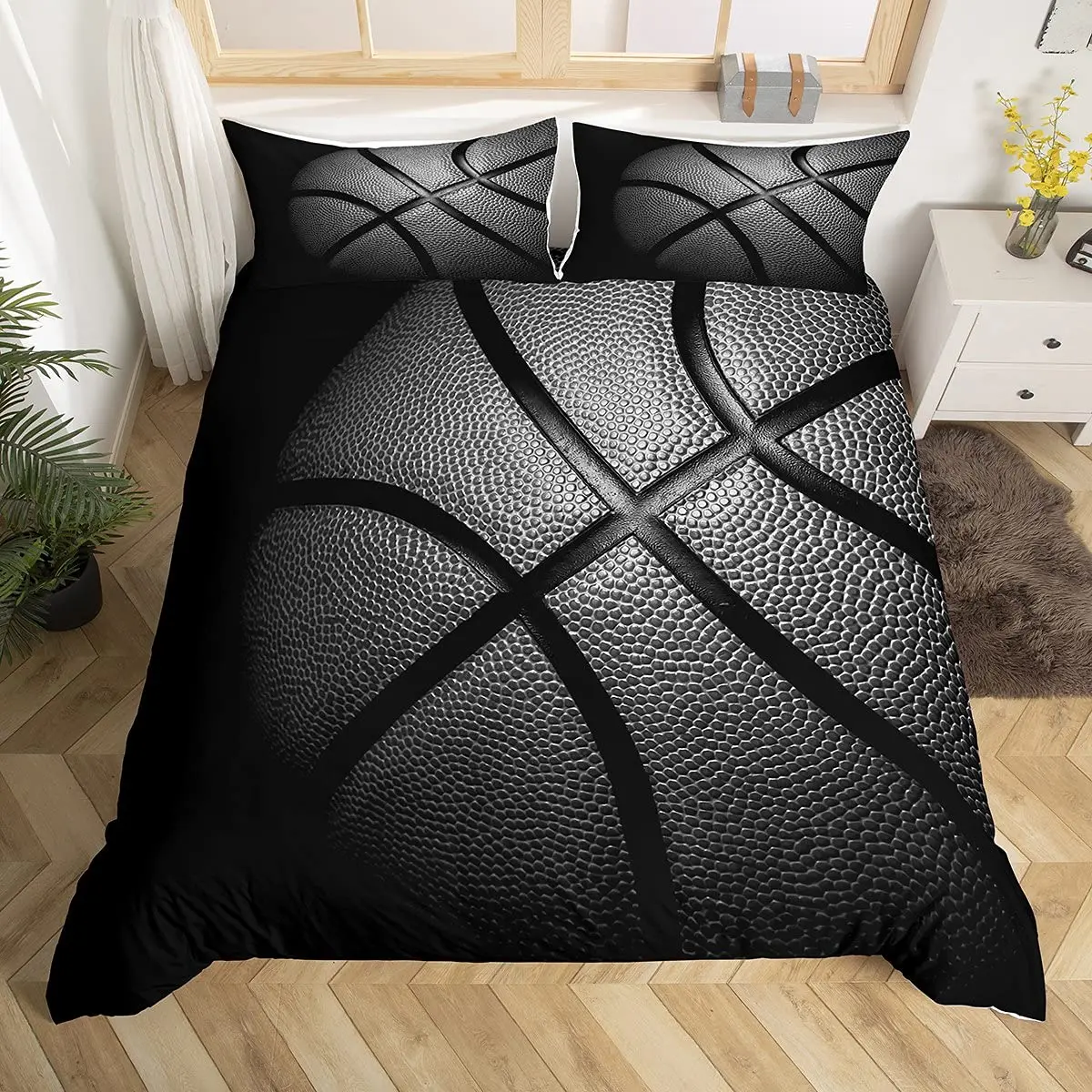 Blue Flame Soccer Duvet Cover Set Children Boys 3D Printed Football Quilt Cover Sets with 2 Pillowcases with Zipper Queen Size 3