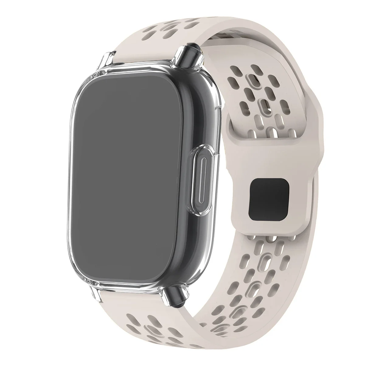 Silicone Strap and TPU Soft Shell Case with Full Cover Screen Protector for Smartwatch - Breathable Sport Band Design