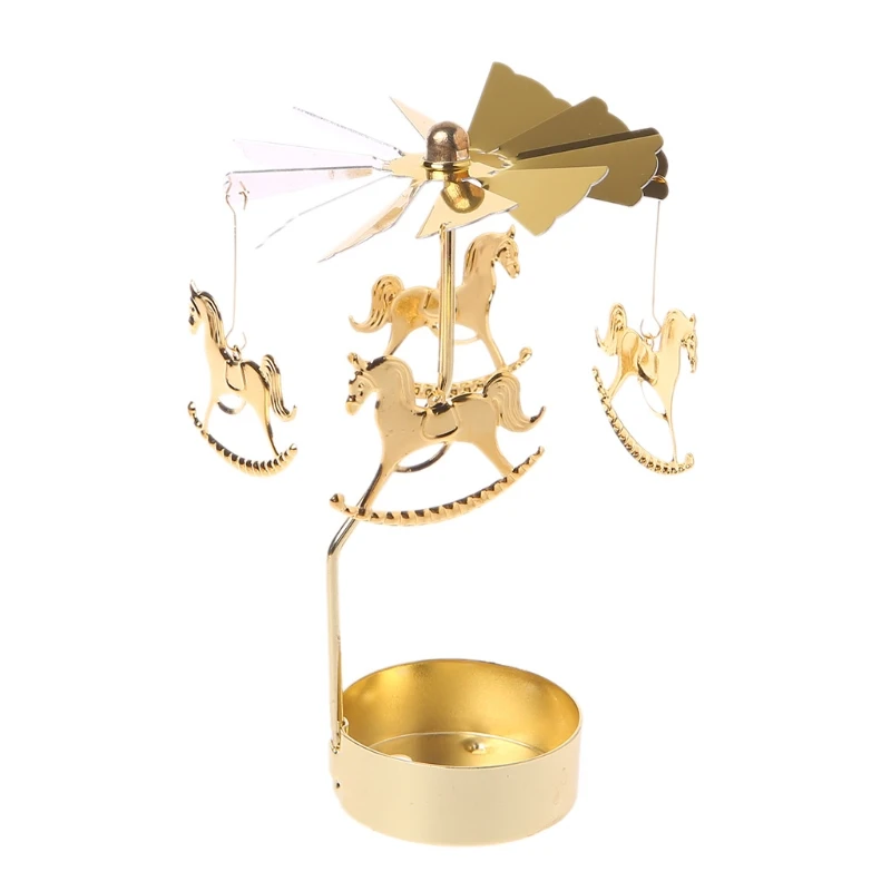 Spinning Rotary Carousel Tea Light Candle Holder Stand Light Gift Wedding Decor candle holders