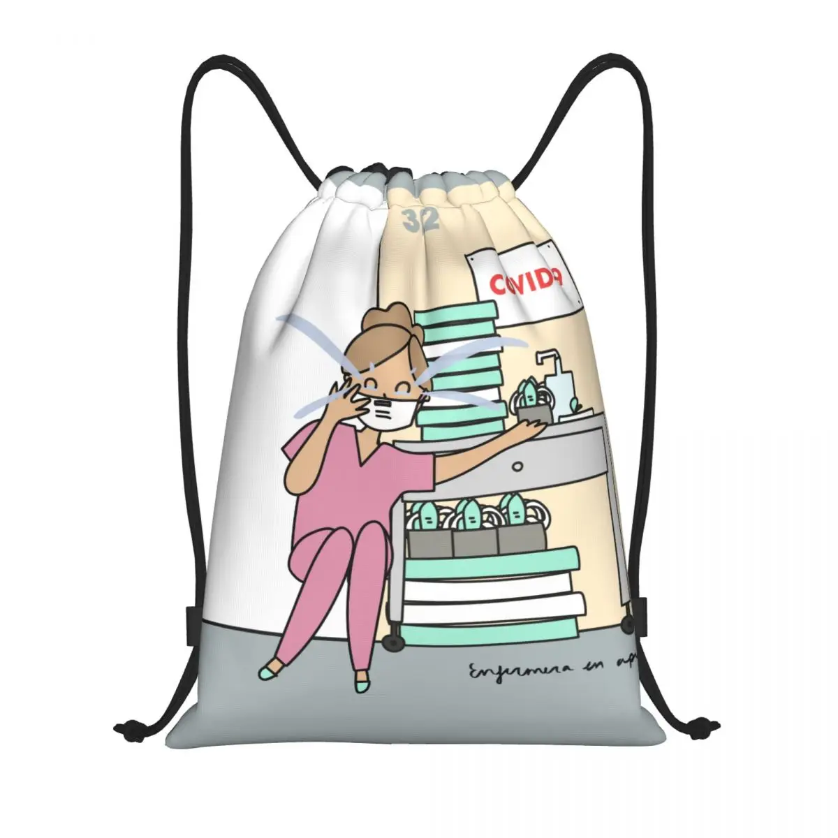 thumbnail image 1 of Mochila con cordón para gimnasio, deportiva, con diseño de enfermera, de dibujos animados, para hacer ejercicio, 1 of 5