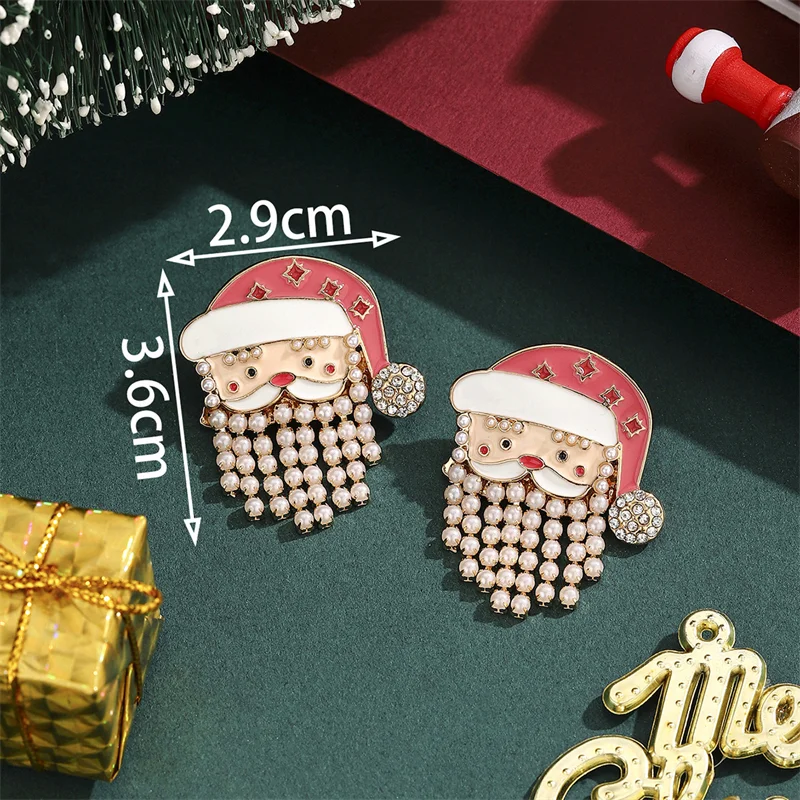 Strass Weihnachten Lange Quaste Drop Ohrringe Haken Für Frauen Santa Claus Weihnachten Baum Schneemann Elch Schneeflocke Baumeln Ohrring Geschenke – Detail 3