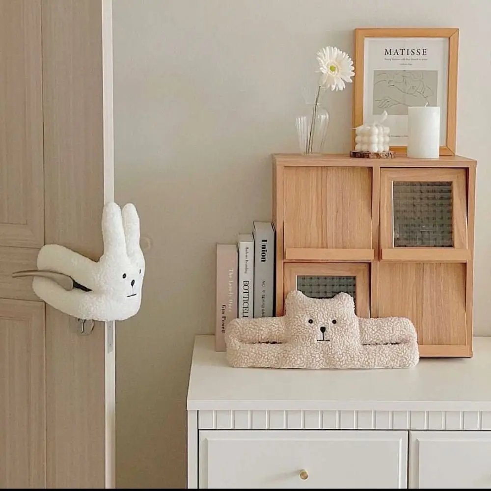 Multipurpose Bear Door Handle Hanger Cabinet Door Clip Child Protection Equipment Baby Safety Lock Plush Doll Door Stopper