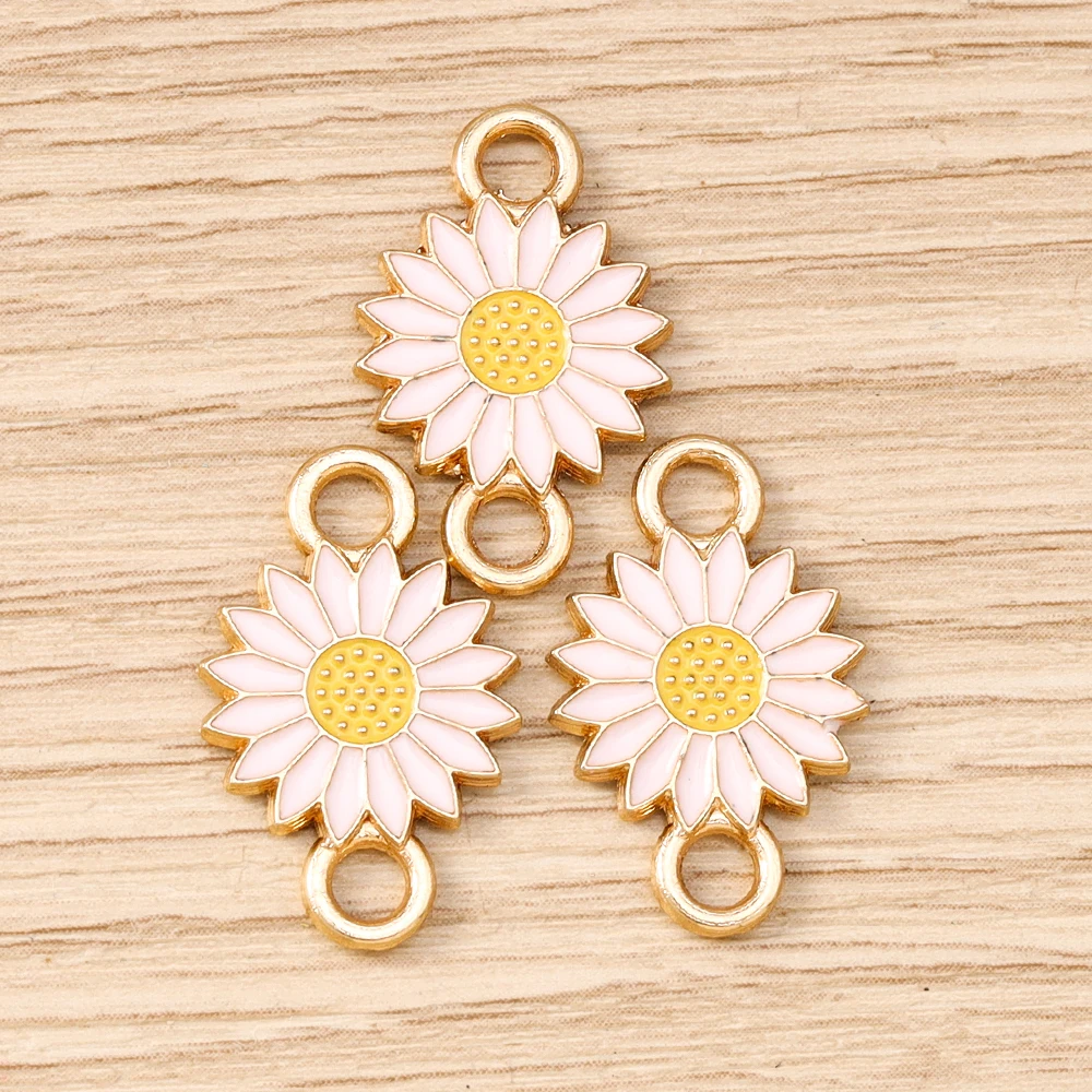 Tusember 9 Farben 13*21mm Emaille-Blumenanhänger Gänseblümchen-Anhänger für Halsketten Armbänder DIY Handgefertigte Schmuckherstellung Zubehör – Detail 7