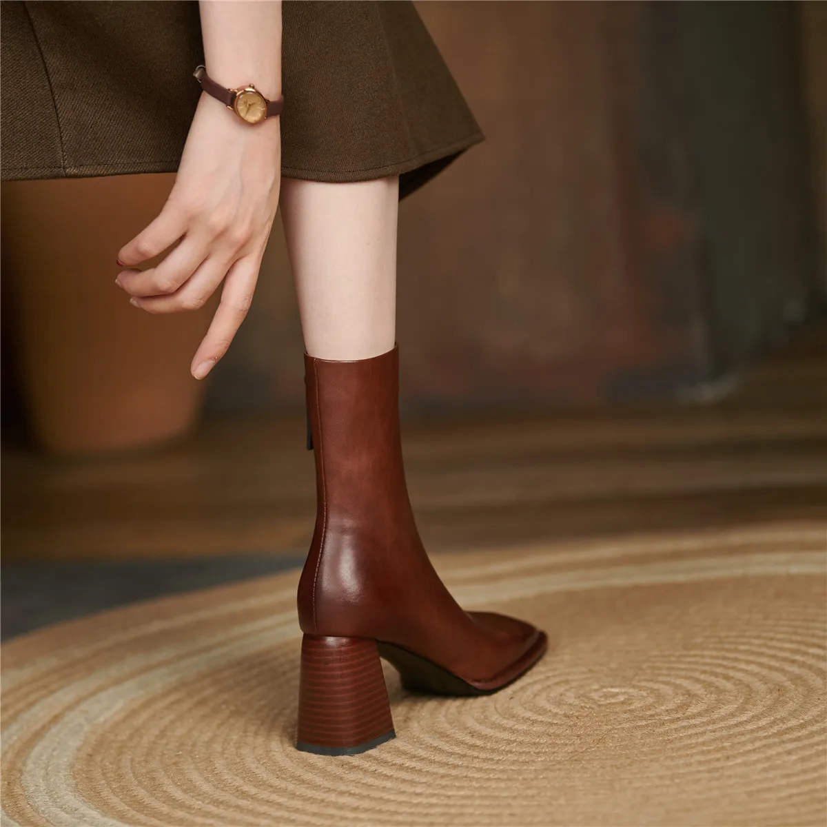 Women Ankle Boots Luxury Genuine Leather High Heels Zipper Black Chelsea Short Boot 2026 Elegant Female Booties Designer Shoe 42