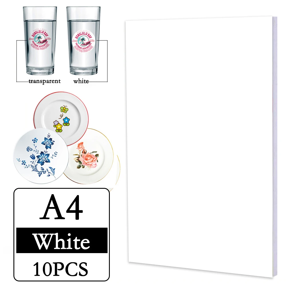 A4 10/20 قطعة من ورق نقل مائي بالليزر أبيض وشفاف ل...