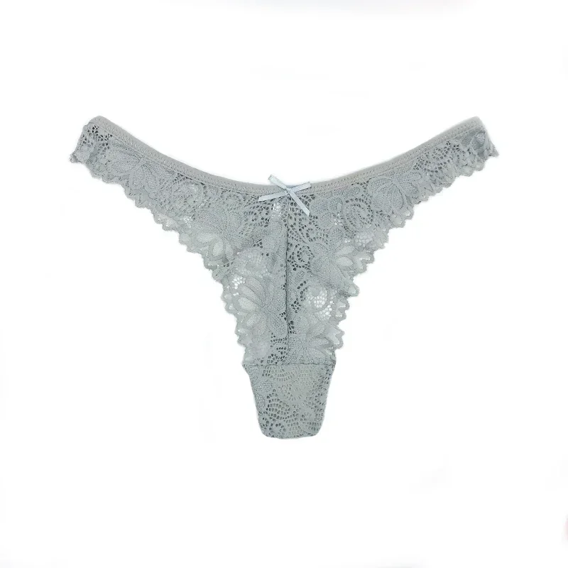 Sexy Lace Bow Thong for Women's Perspective, Skin Friendly Hollow Out, Invisible Low Waisted and Seamless Thongs Women Sexy Porn