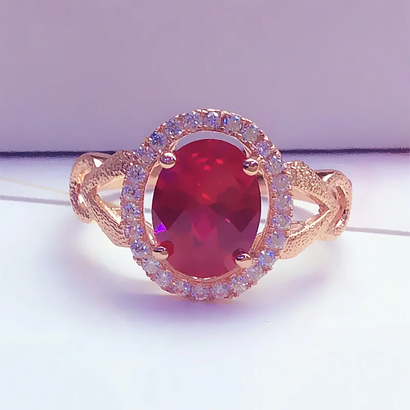 Женское кольцо с овальным рубином | AliExpress