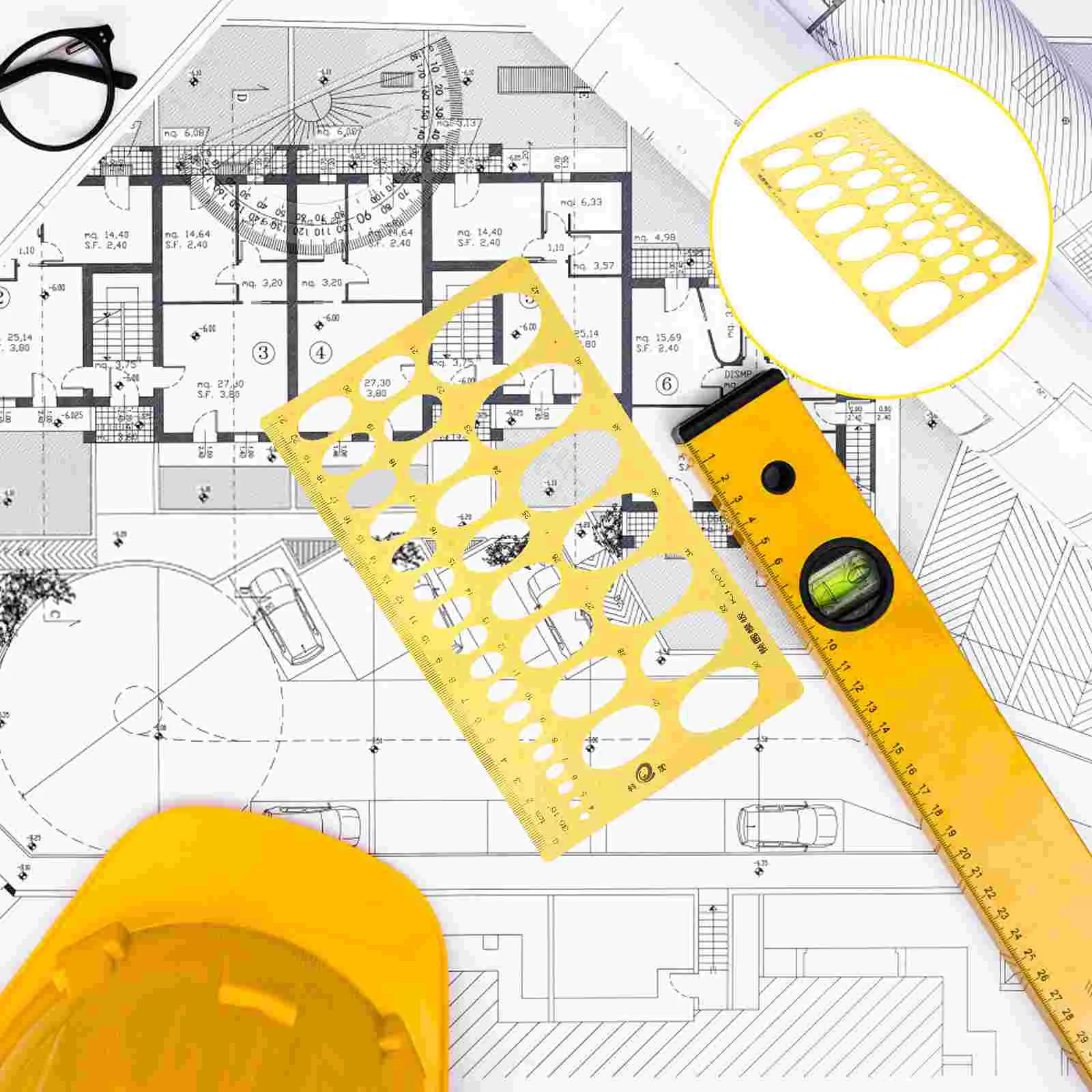 Ellipse Draft Rulers Plastic Drawings Templates Measuring Geometric Rulers for School Office (Orange)