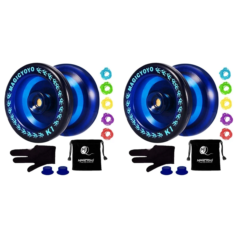 2X Magicyoyo Reactive Yoyo K1-Plus Con Yoyo Sack + 10 Corde E Yo-Yo Glove Gif, Blu